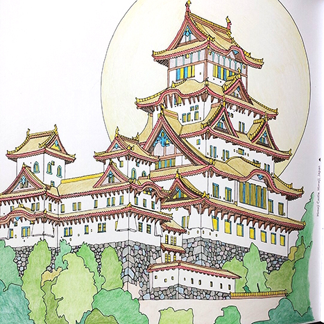 the finished colored picture of the temple
