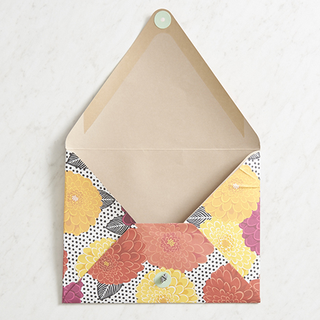 floral presentation envelope with flap open