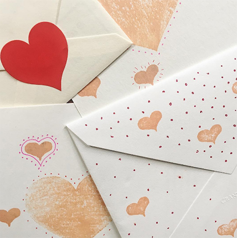 heart stamped envelopes